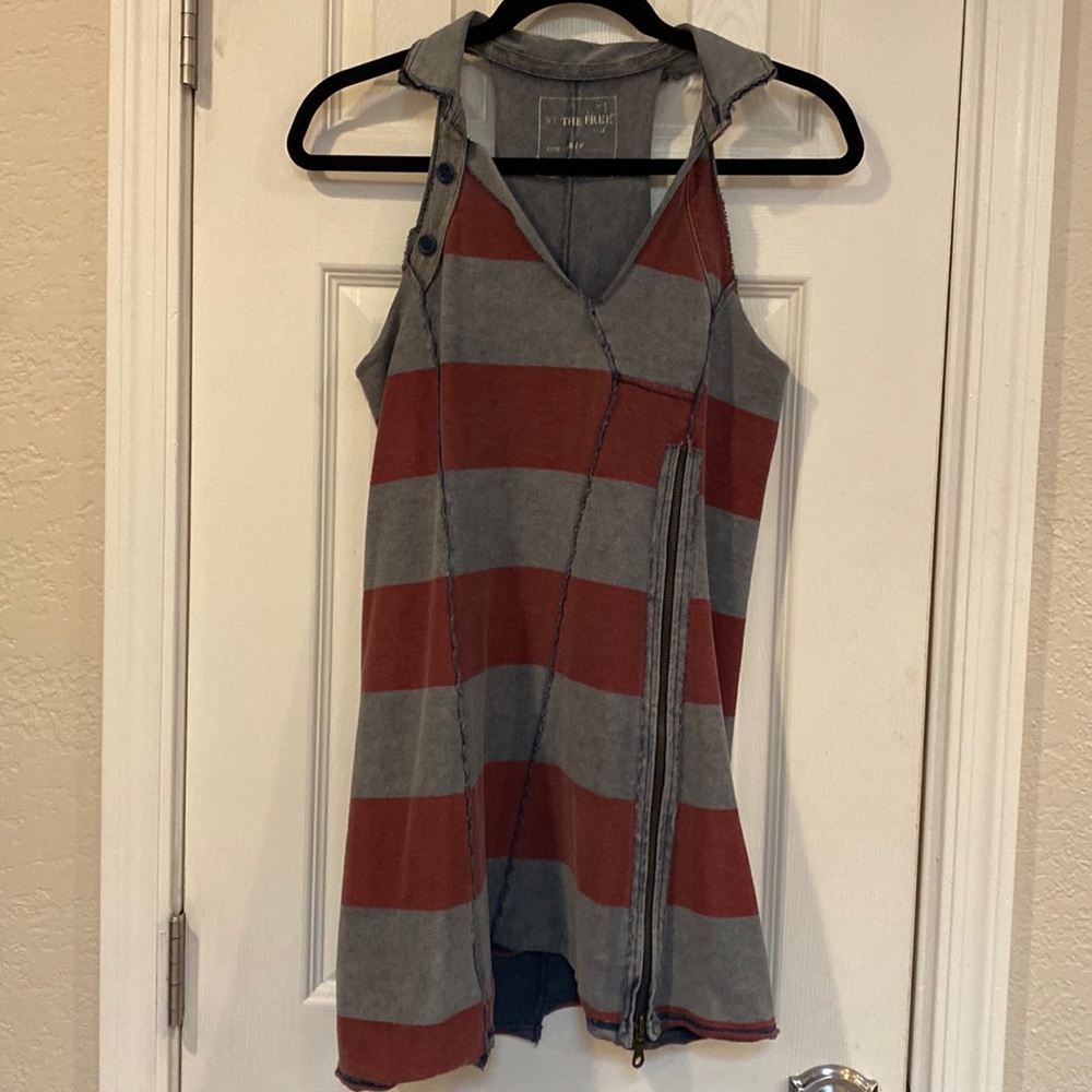 We the free striped dress with zipper detail